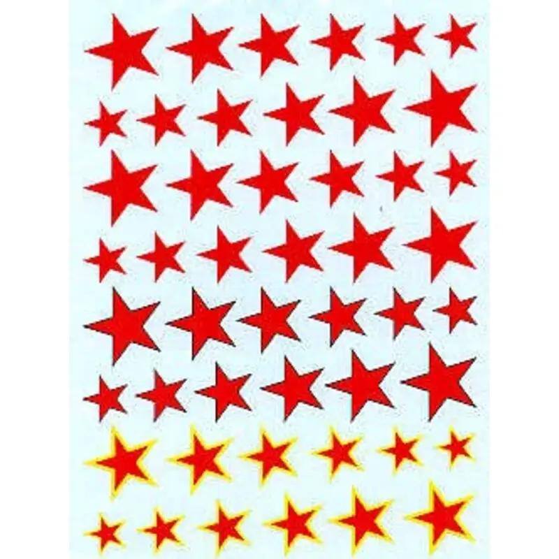 Sticker Russian Stars. Plain red with black outline with yellow outline. 6 sizes Decal Rechtstreeks Van De Fabrikant