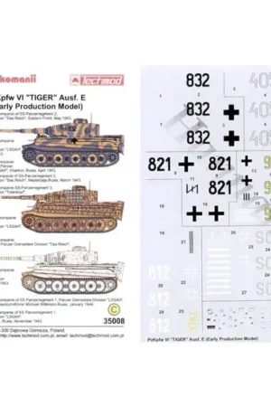 Finale Uitverkoop Pz.Kpfw.VI Tiger Ausf.e Early Production (10) 823 Panzerregiment 2 405 or 411 Panzerregiment 1 833 Panzerregiment 2 812 Panzerre