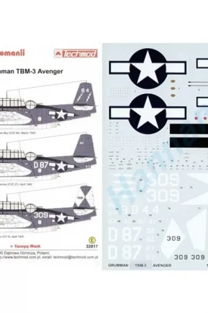 Aanbieding Sticker Grumman TBM-3 Avenger (3) White 84 VC-88 USS Saginaw Bay White D87 VT-40 USS Suwannee White 309 VT-83 USS Essex `Georgia