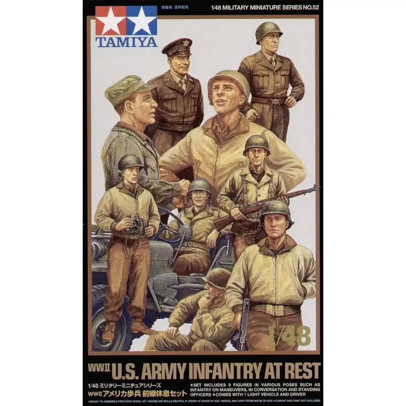 Koopje WWII US Infantry at rest with Jeep Schaalmodel