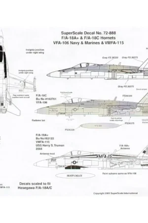 Alleen Vandaag Sticker McDonnell Douglas F/A-18A Hornet McDonnell Douglas F/A-18C Hornets (2) A 163133 AC/200 VMFA-115 Silver Eagles CAG USS Ha