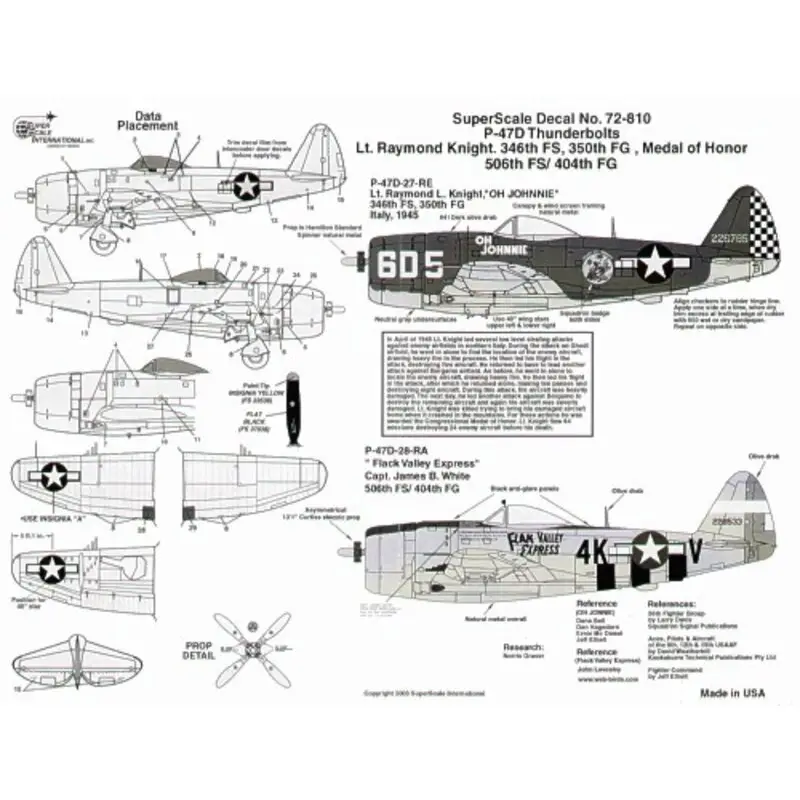 Superprijs Sticker Republic P-47D Thunderbolt bubbletops (2) 226785/6D5 346FS/350FG Oh Johnnie Lt Raymond Knight Italy 1945 OD/grey black/w
