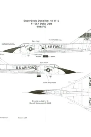 Goedkoop Sticker Convair F-106A Delta Dart (1) 90011 94th FIS Wurtsmith Air Force Base Decal