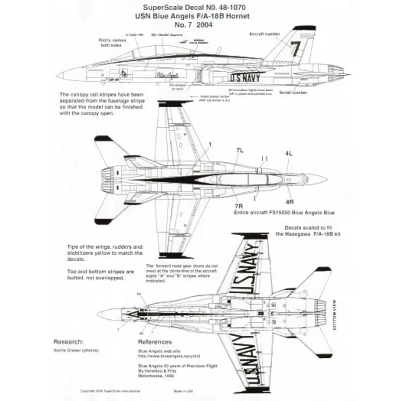 Sticker McDonnell Douglas F/A-18B Hornet Blue Angels No 7 Koopje