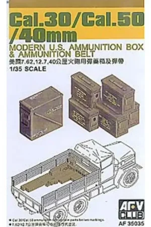 .30 Cal/.50 Cal/40mm Modern US ammunition box & ammunition belt Betrouwbaar