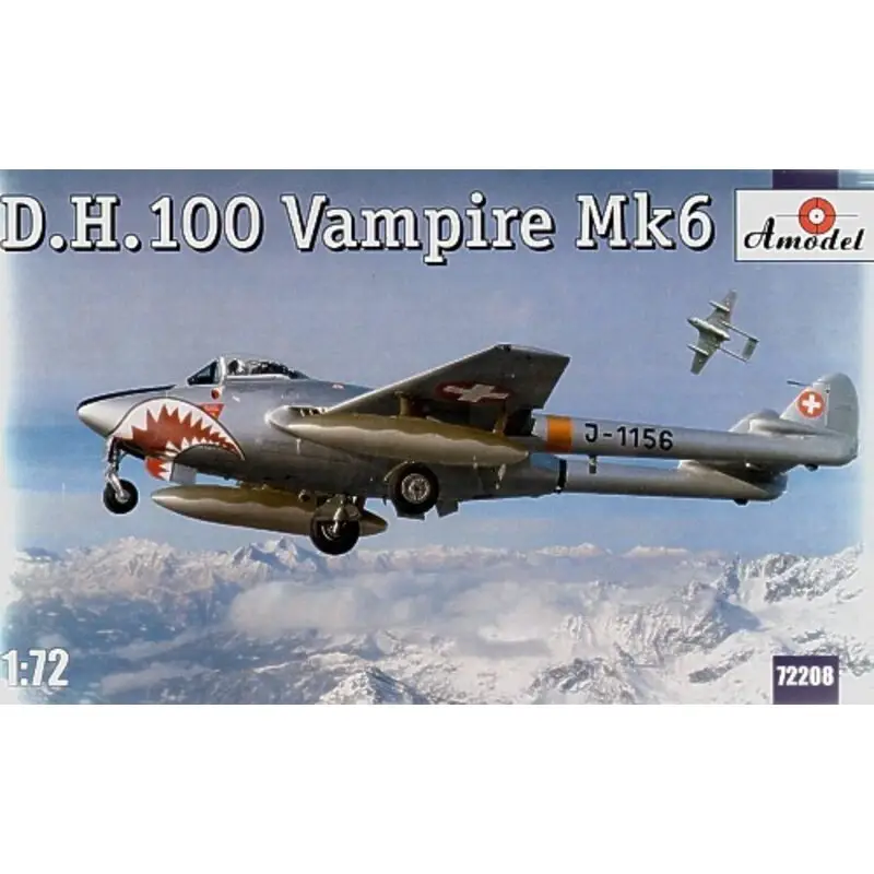 Koop Vandaag de Havilland DH 100 Vampire Mk.6 New mould with pointed nose and decals for J-1156 of the Swiss AF.