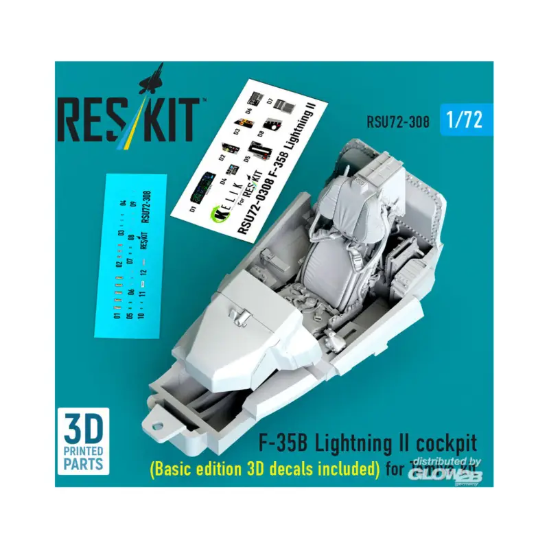 ?F-35B Lightning II cockpit (Basic edition 3D decals included) (3D Printed) for Tamiya Op = Op