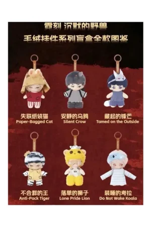 Neekyio Silent Beast Plush Keychain 15cm Blind Box Display (6) Actieprijs
