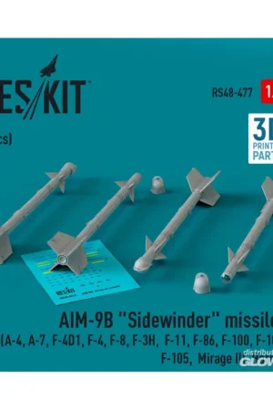 AIM-9B Sidewinder missiles (4 pcs) (A-4, A-7, F-4D1, F-4, F-8, F-3H, F-11, F-86,F-100, F-104, F-105, Mirage III, Harrier) (3D Pr Uitverkoop
