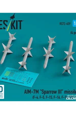AIM-7M Sparrow III missiles (4 pcs) (F-4, F-5, F-15, F-16, F-14, F/A-18) (3D Printed) Gecertificeerd