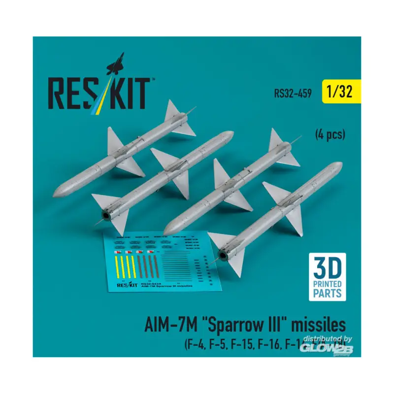 AIM-7M Sparrow III missiles (4 pcs) (F-4, F-5, F-15, F-16, F-14, F/A-18) (3D Printed) Rechtstreeks Van De Fabrikant