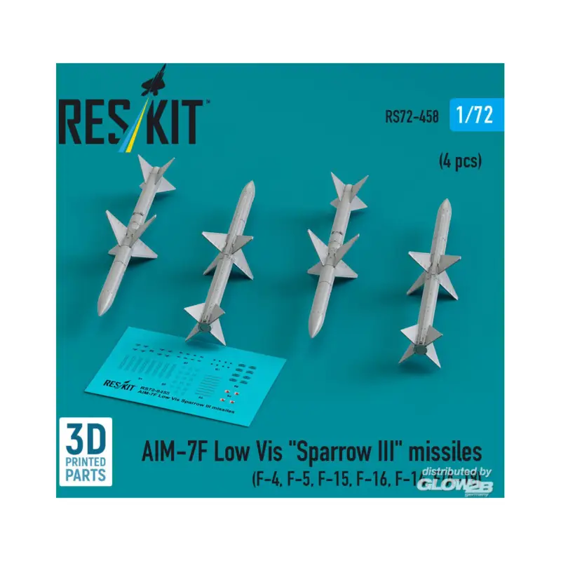 Bestseller AIM-7F Low Vis Sparrow III missiles (4 pcs) (F-4, F-5, F-15, F-16, F-14, F/A-18) (3D Printed)