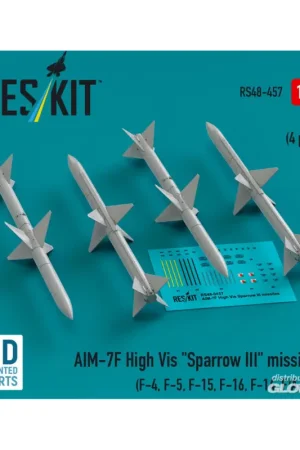 AIM-7F High Vis Sparrow III missiles (4 pcs) (F-4, F-5, F-15, F-16, F-14, F/A-18) (3D Printed) Fabrieksprijs