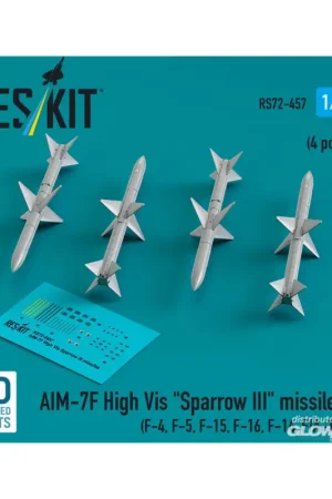 AIM-7F High Vis Sparrow III missiles (4 pcs) (F-4, F-5, F-15, F-16, F-14, F/A-18) (3D Printed) Weekendaanbieding