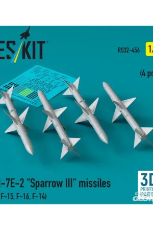 Merkproduct AIM-7E-2 Sparrow III missiles (4 pcs) (F-4, F-15, F-16, F-14) (3D Printed)