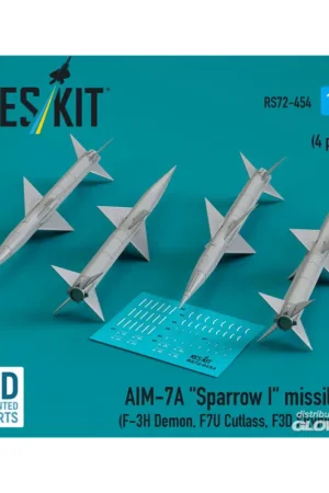Nu Kopen AIM-7A Sparrow I missiles (4 pcs) (F-3H Demon, F7U Cutlass, F3D Skynight) (3D Printed)