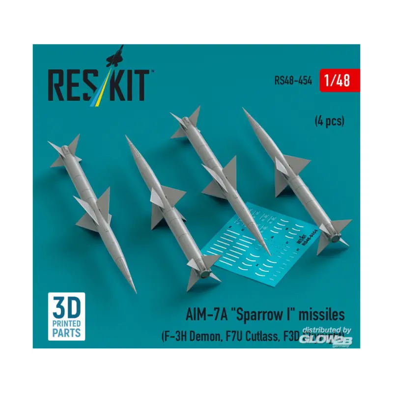 Speciale Aanbieding AIM-7A Sparrow I missiles (4 pcs) (F-3H Demon, F7U Cutlass, F3D Skynight) (3D Printed)