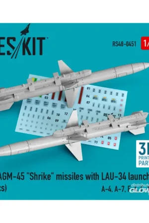 Uitverkoop AGM-45 Shrike missiles with LAU-34 launcher (2 pcs) (A-4, A-7, F-4, F-105) (3D Printed)