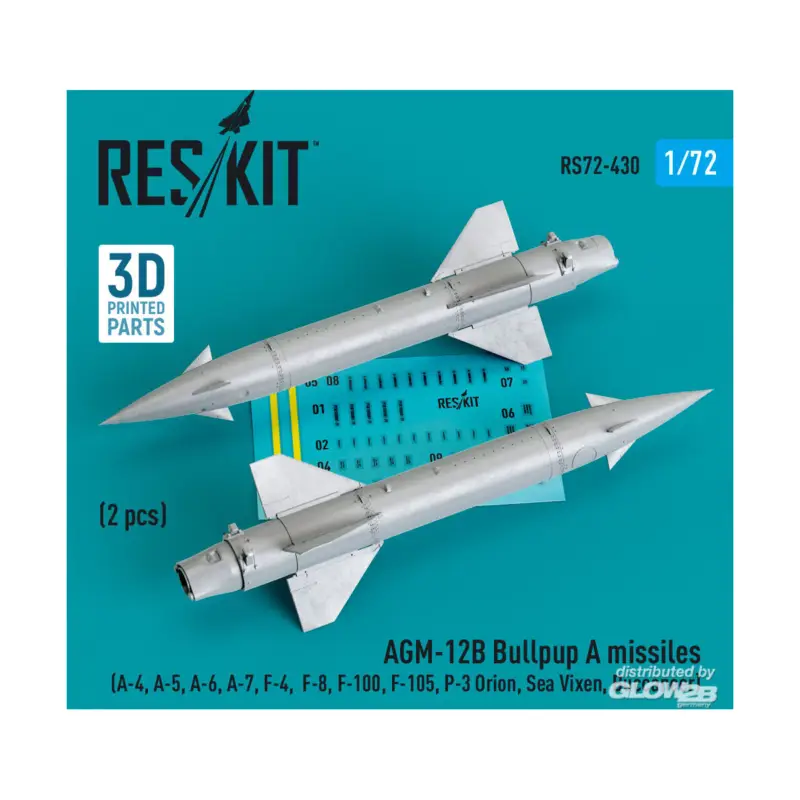 Favoriet AGM-12B Bullpup A missiles (2 pcs) (A-4, A-5, A-6, A-7, F-4, F-8, F-100, F-105, P-3 Orion, Sea Vixen, Buccaneer) (3D Printed)