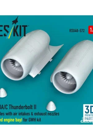 Tijdelijk Beschikbaar A-10A/C Thunderbolt II nacelles with air intakes & exhaust nozzles (close engine bay) for GWH kit (3D Printed)