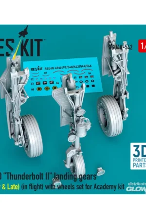 A-10 Thunderbolt II landing gears (Early & Late) (in flight) with wheels set for Academy kit (3D Printed) Dagaanbieding