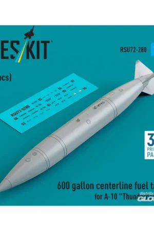600 gallon centerline fuel tank for A-10 Thunderbolt II (1 pcs) (3D Printed) Tijdelijk Beschikbaar