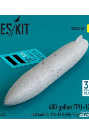 480 gallon FPU-12/A fuel tank for F/A-18 (E,F,G) Super Hornet (1 pcs) (3D Printed) Uitverkoop