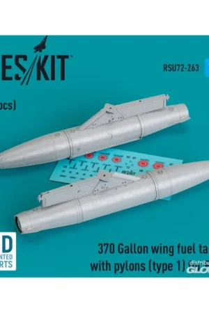 370 Gallon wing fuel tanks with pylons (type 1) for F-16 (A/B/C/D/E/F/I) (2 pcs) (3D Printed) Exclusieve Aanbieding