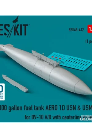 300 gallon fuel tank AERO 1D USN & USMC for OV-10 A/D with centerline pylons (1 pcs) (3D Printed) Laatste Versie