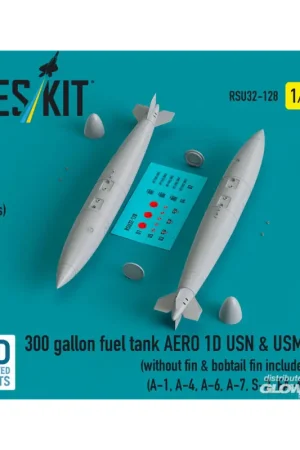 300 gallon fuel tank AERO 1D USN & USMC (2 pcs) (without fin & bobtail fin included) (A-1, A-4, A-6, A-7, S-3, EA-6A) (3D Printe Voordeelprijs