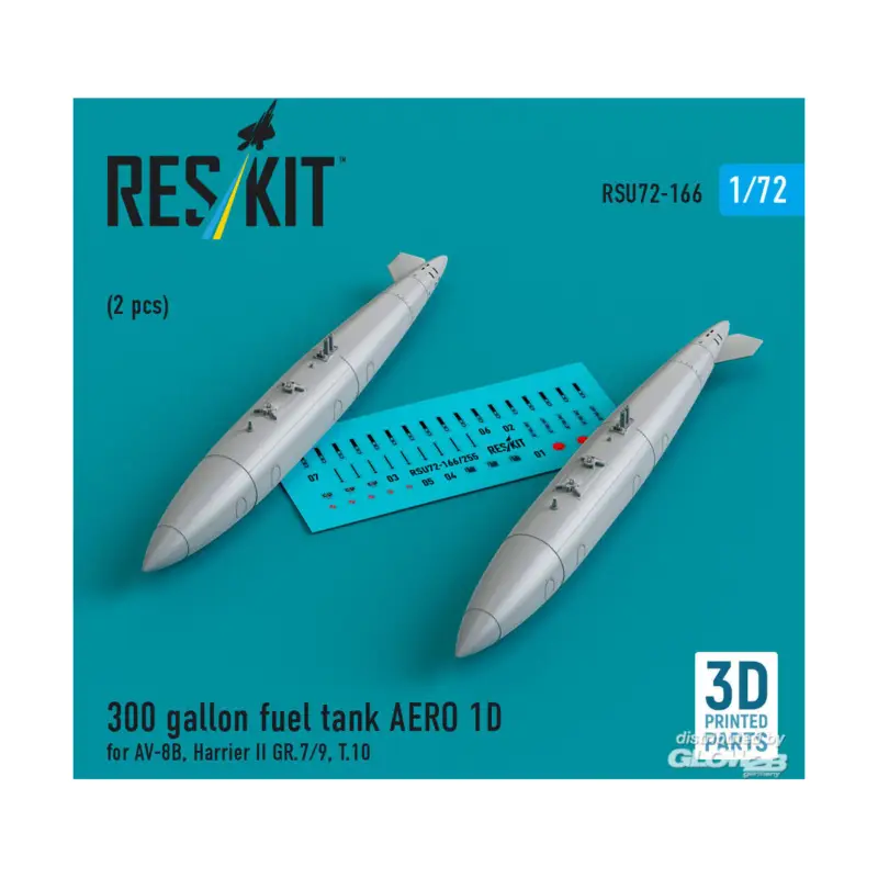 300 gallon fuel tank AERO 1D for AV-8B, Harrier II GR.7/9, T.10 (2 pcs) (3D Printed) Rechtstreeks Van De Fabrikant