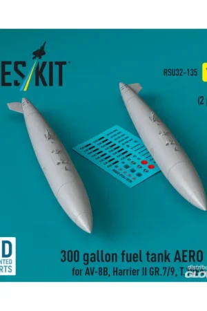 300 gallon fuel tank AERO 1D for AV-8B, Harrier II GR.7/9, T.10 (2 pcs) (3D Printed) Speciale Aanbieding