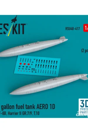 300 gallon fuel tank AERO 1D for AV-8B, Harrier II GR.7/9, T.10 (2 pcs) (3D Printed) Seizoensaanbieding