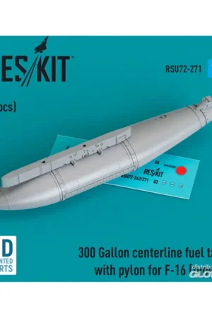 300 Gallon centerline fuel tank with pylon for F-16 (A/B/C/D/E/F/I) (type 2) (1 pcs) (3D Printed) Finale Uitverkoop