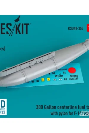 300 Gallon centerline fuel tank with pylon for F-16 (A/B/C/D/E/F/I) (type 1) (1 pcs) (3D Printed) Express Levering