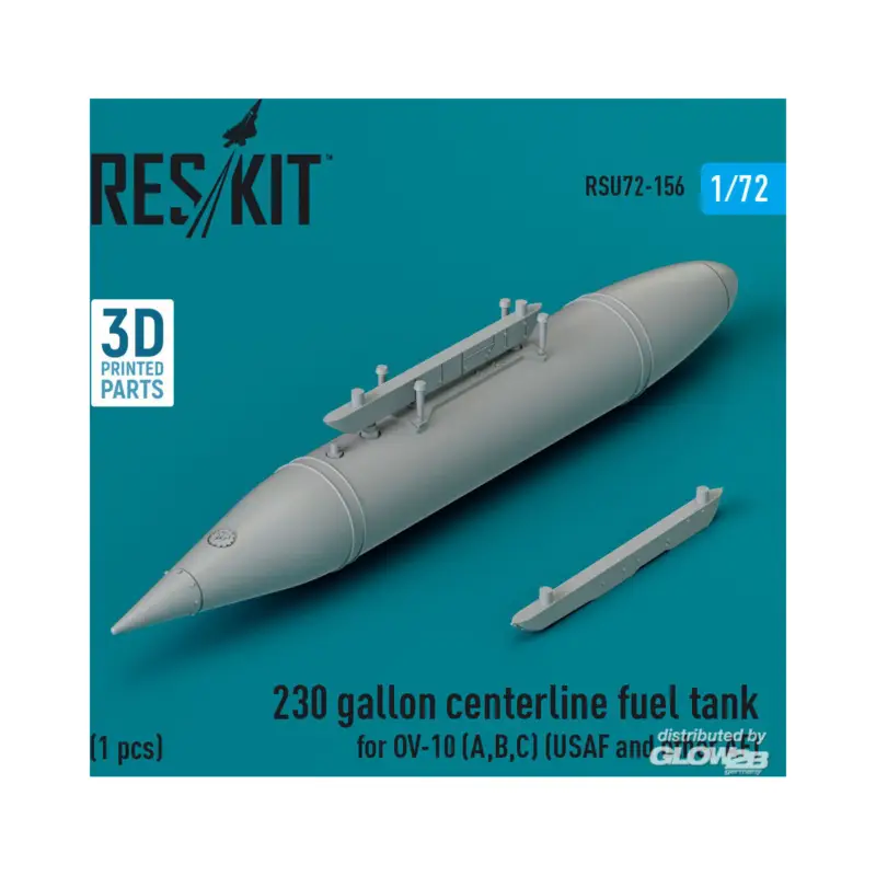 230 gallon centerline fuel tank for OV-10 (A,B,C) (USAF and other AF) (1 pcs) (3D Printed) Direct Beschikbaar