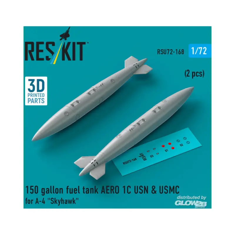 150 gallon fuel tank AERO 1C USN & USMC for A-4 Skyhawk (2 pcs) (3D Printed) Betrouwbaar