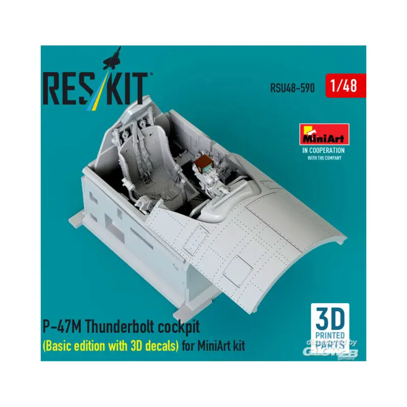 Gratis Retour P-47M Thunderbolt cockpit (Basic edition with 3D decals) for MiniArt kit (3D Printed)