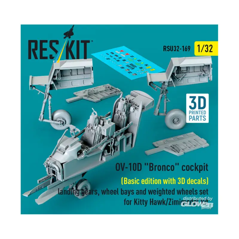 Hoge Kwaliteit OV-10D Bronco cockpit (Basic edition with 3D decals) landing gears, wheel bays and weighted wheels set for Kitty Hawk/Zimimodel