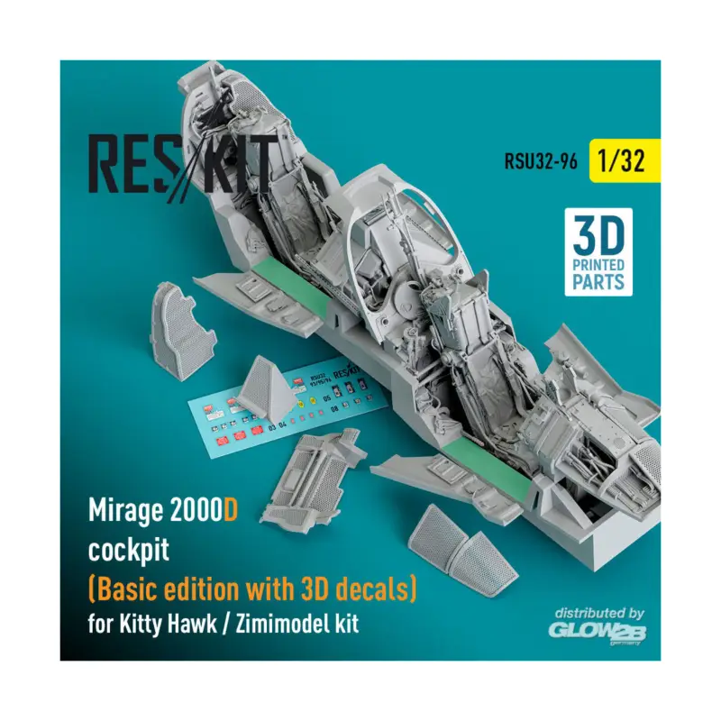 Mirage 2000D cockpit (Basic edition with 3D decals) for Kitty Hawk / Zimimodel kit (3D Printed) Dagaanbieding