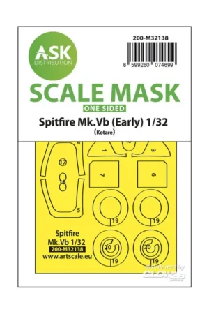 Korting Spitfire Mk.Vb one-sided express fit and self adhesive mask for Kotare