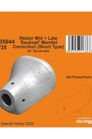 Hetzer Mid + Late 'Saukopf' Mantlet Correction (Short Type) for Takom Beperkt Aanbod