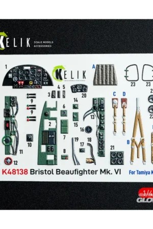 Beperkte Voorraad Bristol Beaufighter Mk.VI - interior 3D decals for Tamiya kit