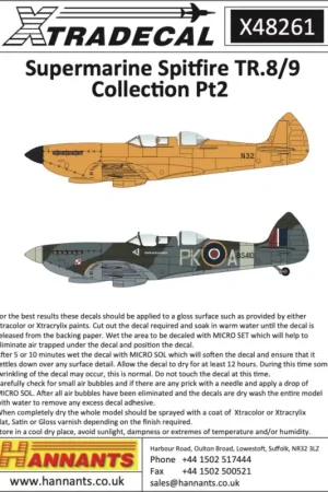 Bestel Nu Decal Supermarine Spitfire TR.8/9 Collection Part 2Supermarine Spitfire TR.9, G-CICK, NH341, 'DB.E', 'DB.E'/'Elizabeth', based a