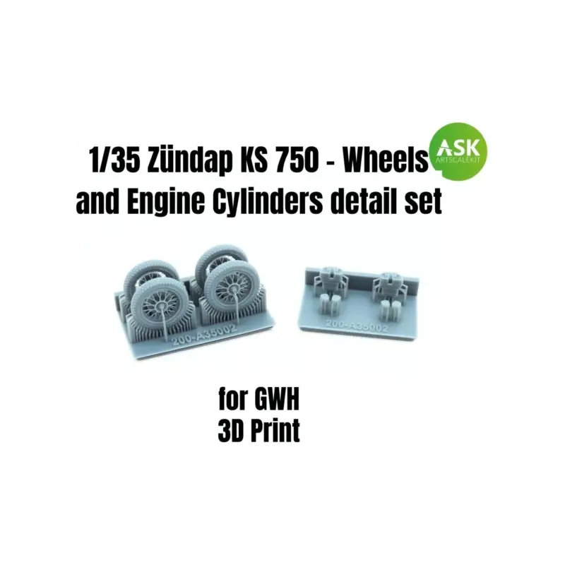 Nieuw Zündap ks 750 - wheels and engine cylinders detail set for gwh 3d print