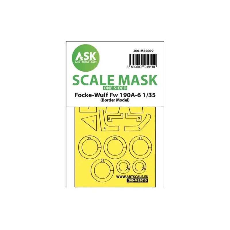 Beperkt Aanbod Focke-wulf fw 190a-6 one sided painting mask for border model