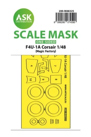 Betaalbaar Vought F4U-1A Corsair one-sided self-adhesive mask made of clear parts and wheel masks for Magic Factory kit