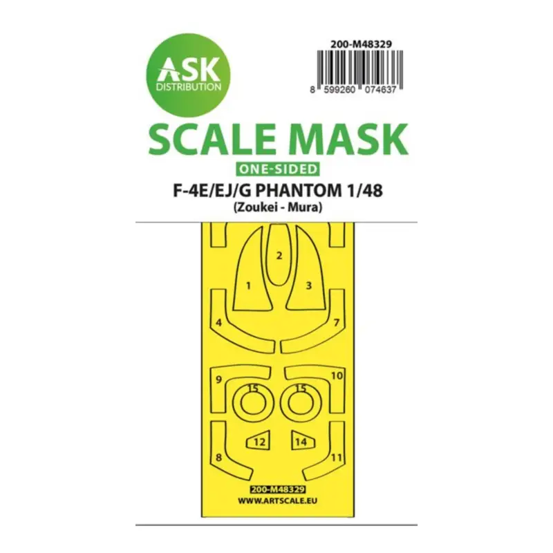 Beperkt Aanbod F-4E/EJ/G Phantom one-sided self-adhesive mask made of clear parts and wheel masks (designed to be used with Zoukei-Mura kits)