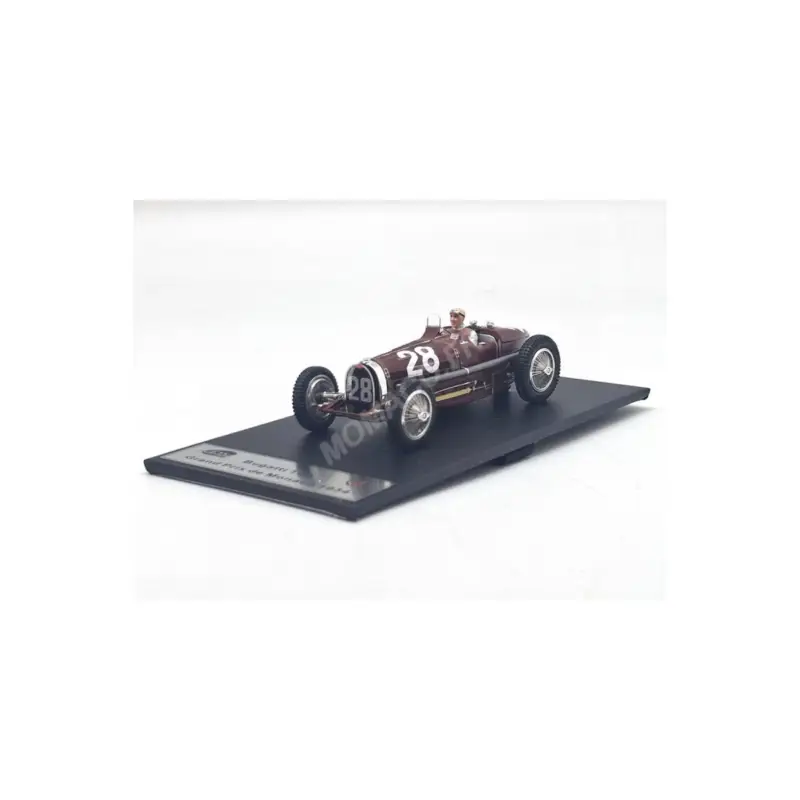 Speciale Aanbieding Bugatti type 59 28 tazio nuvolari grand prix de monaco 1934 brown with figurine Miniatuur