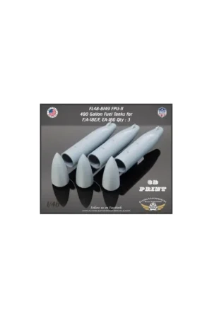 Populair FPU-11 480 Gallon Fuel Tanks for F/A-18E/F, EA-18G. This set includes THREE (3) FPU-11 480 gallon external fuel tanks for the F/